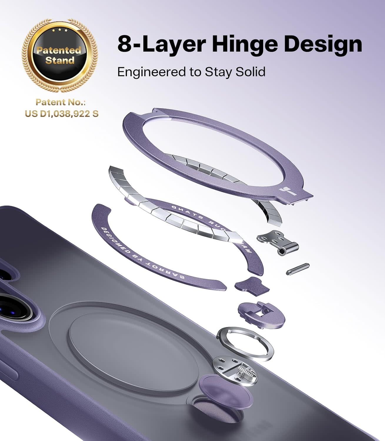 TORRAS Q3 Ostand Spin MagSafe Case for Samsung Galaxy S26 Ultra -  Violet Surge Purple