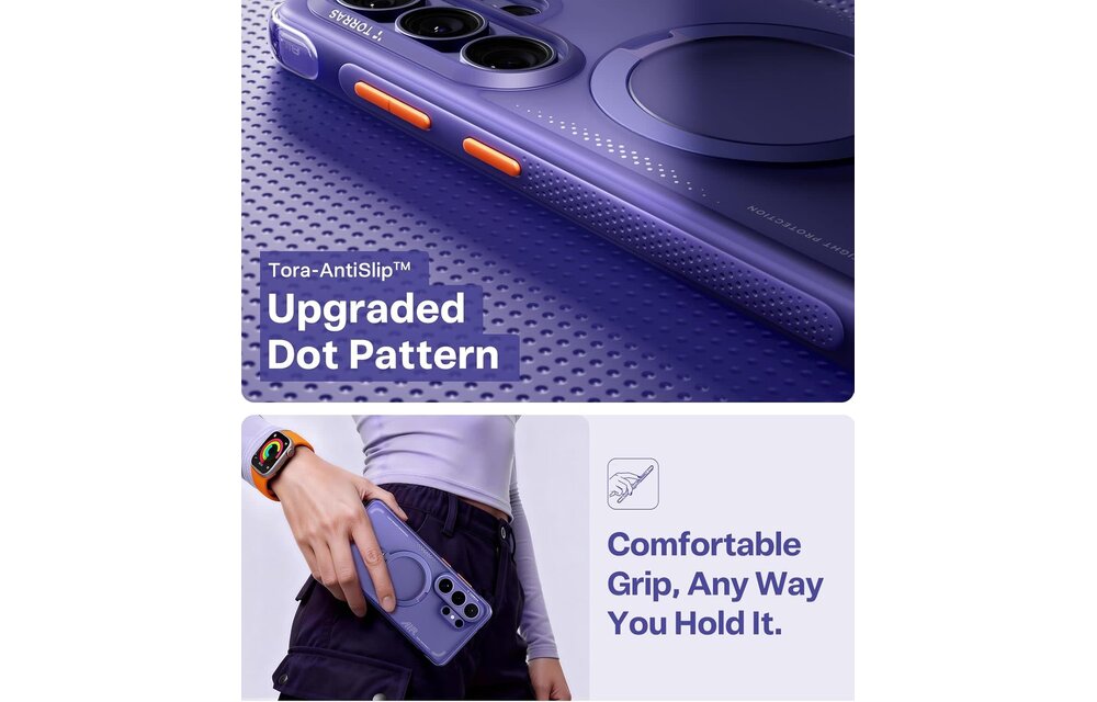 TORRAS Q3 Ostand Spin Air MagSafe Case for Samsung Galaxy S26 Ultra -  Violet Surge Purple