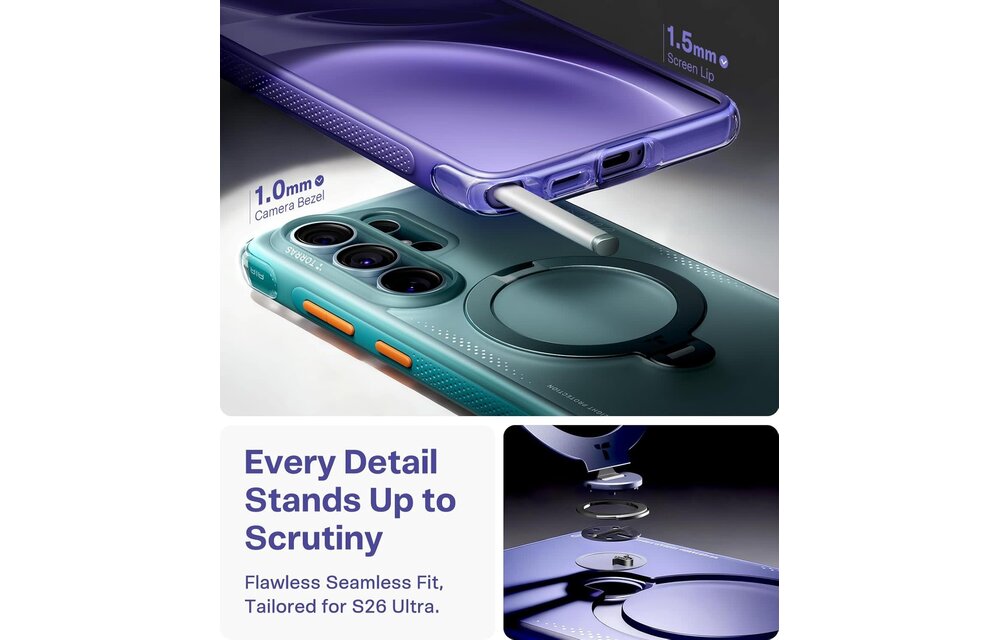 TORRAS Q3 Ostand Spin Air MagSafe Case for Samsung Galaxy S26 Ultra -  Violet Surge Purple