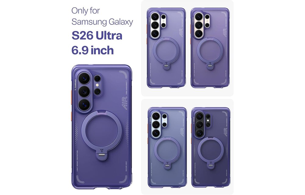 TORRAS Q3 Ostand Spin Air MagSafe Case for Samsung Galaxy S26 Ultra -  Violet Surge Purple