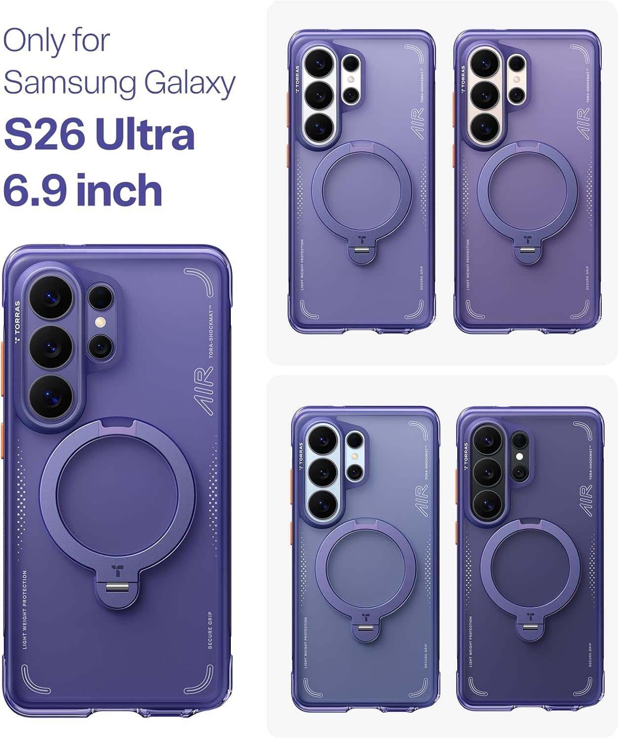 TORRAS Q3 Ostand Spin Air MagSafe Case for Samsung Galaxy S26 Ultra -  Violet Surge Purple