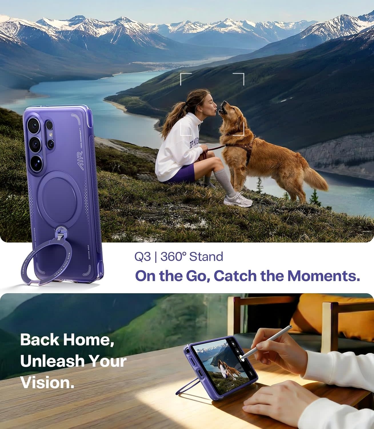 TORRAS Q3 Ostand Spin Air MagSafe Case for Samsung Galaxy S26 Ultra -  Violet Surge Purple