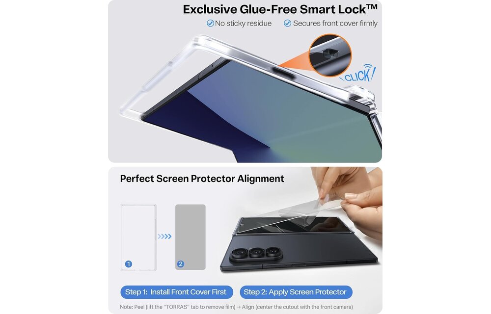 TORRAS Guardian Military Grade Protection with Screen Protector MagSafe Case for Samsung Galaxy Z Fold 7 - Clear