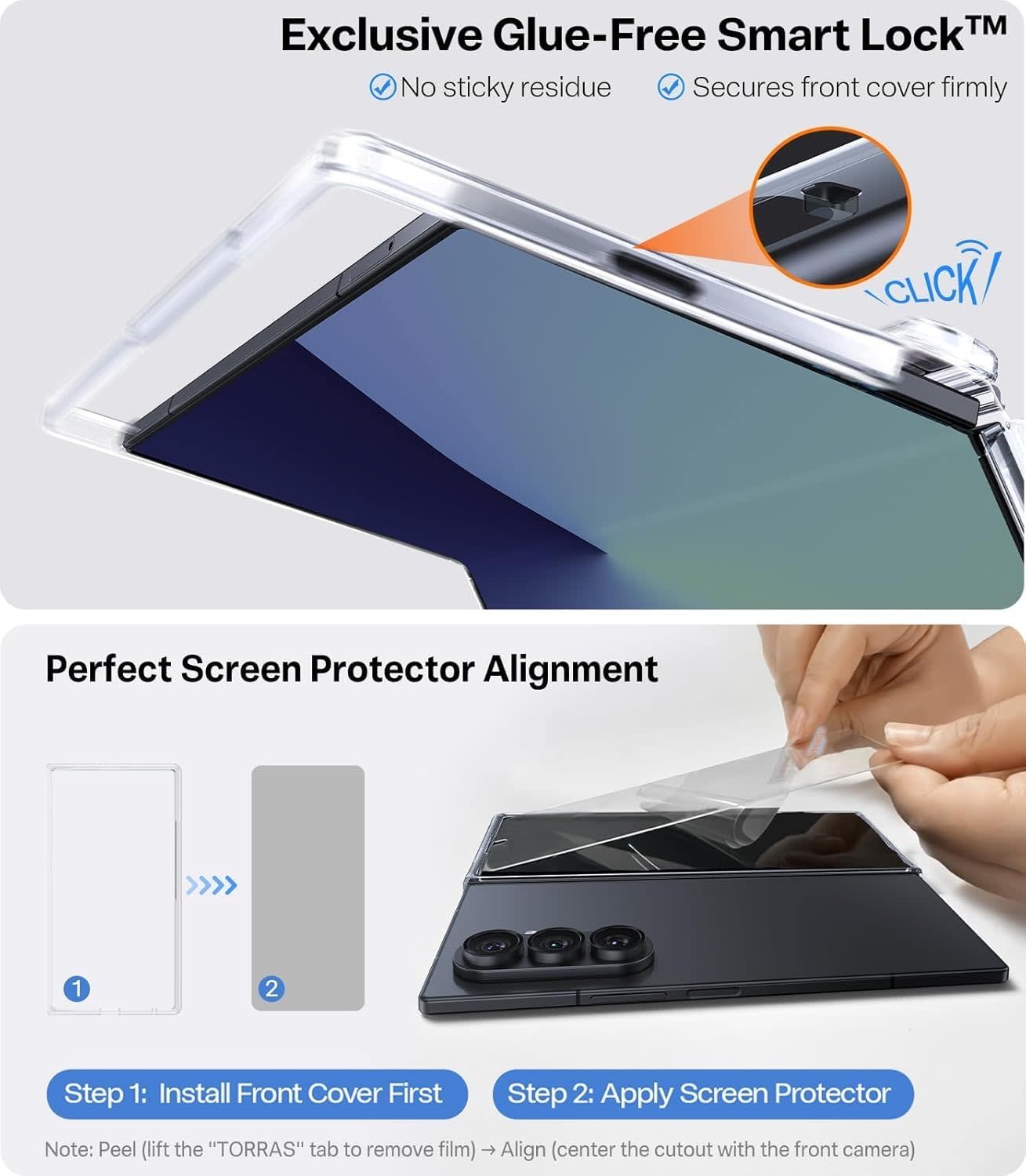 TORRAS Guardian Military Grade Protection with Screen Protector MagSafe Case for Samsung Galaxy Z Fold 7 - Clear