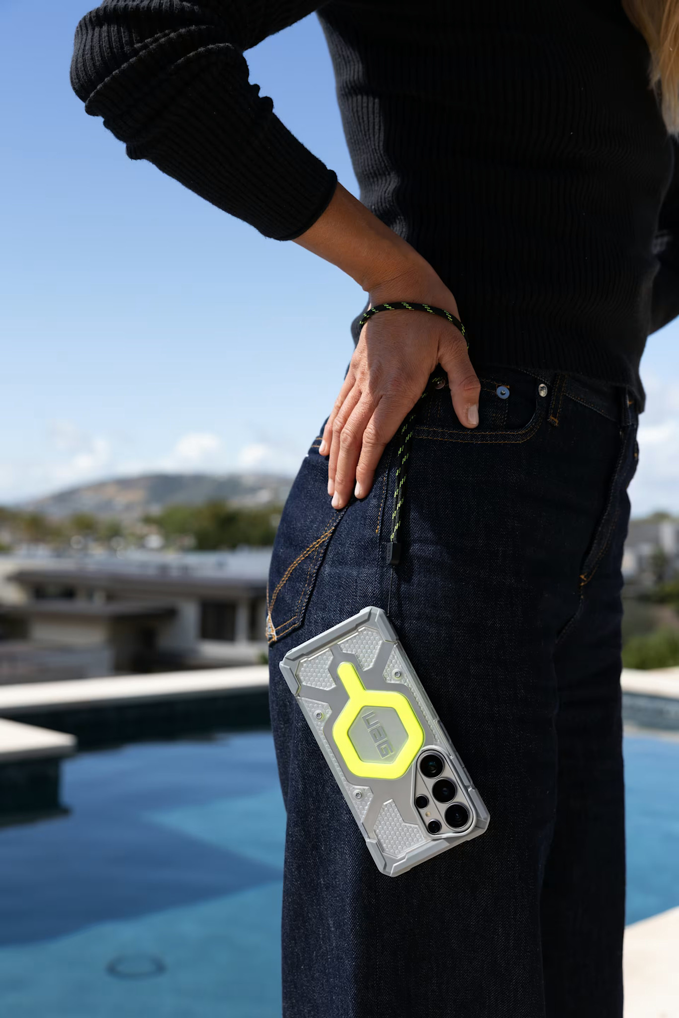 UAG Pathfinder MagSafe Case + Wrist Tether Lanyard for Samsung Galaxy S26 Ultra - Active Neon  Black Lanyard