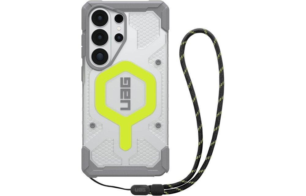UAG Pathfinder MagSafe Case + Wrist Tether Lanyard for Samsung Galaxy S26 Ultra - Active Neon  Black Lanyard