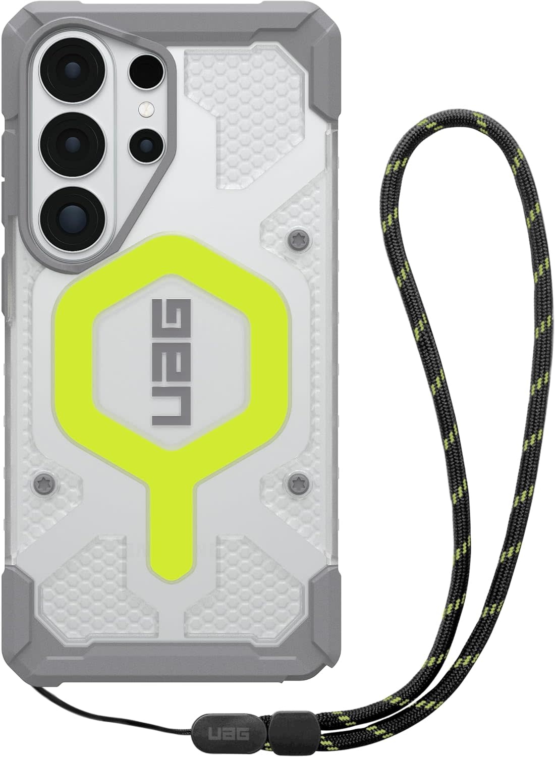 UAG Pathfinder MagSafe Case + Wrist Tether Lanyard for Samsung Galaxy S26 Ultra - Active Neon  Black Lanyard
