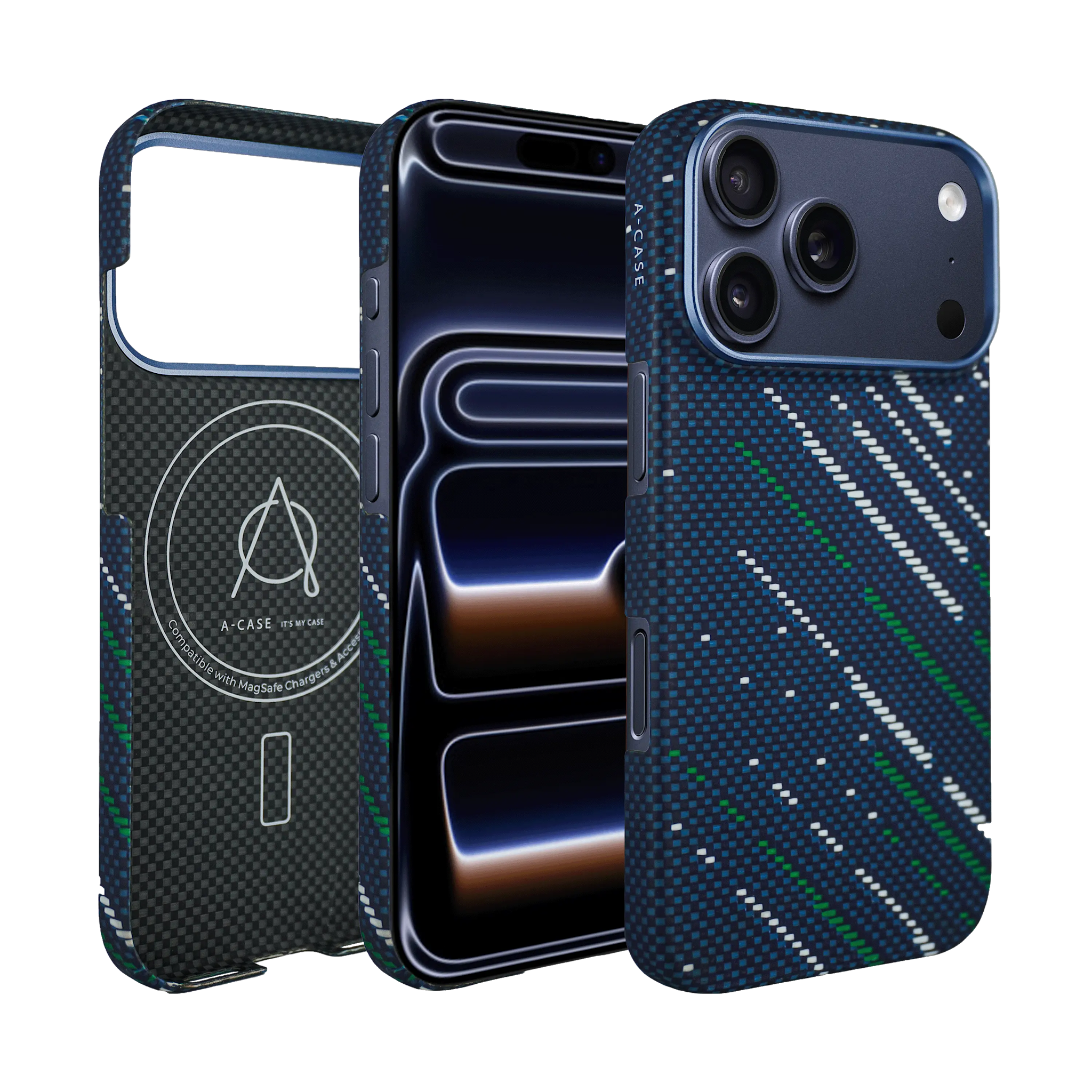 A-CASE Armid Fiber MagSafe Shield Case for iPhone 17 Pro Max - Winter Blue