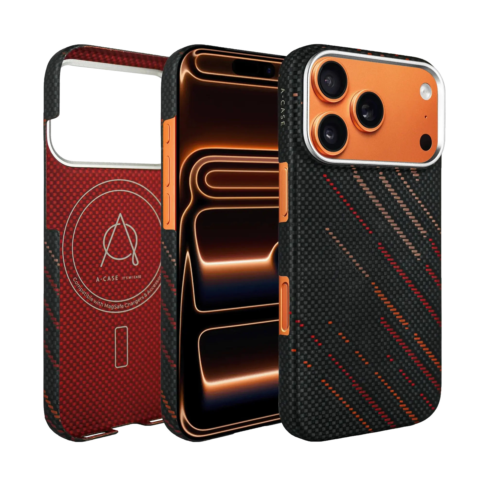 A-CASE Armid Fiber MagSafe Shield Case for iPhone 17 Pro Max - Autumn Black