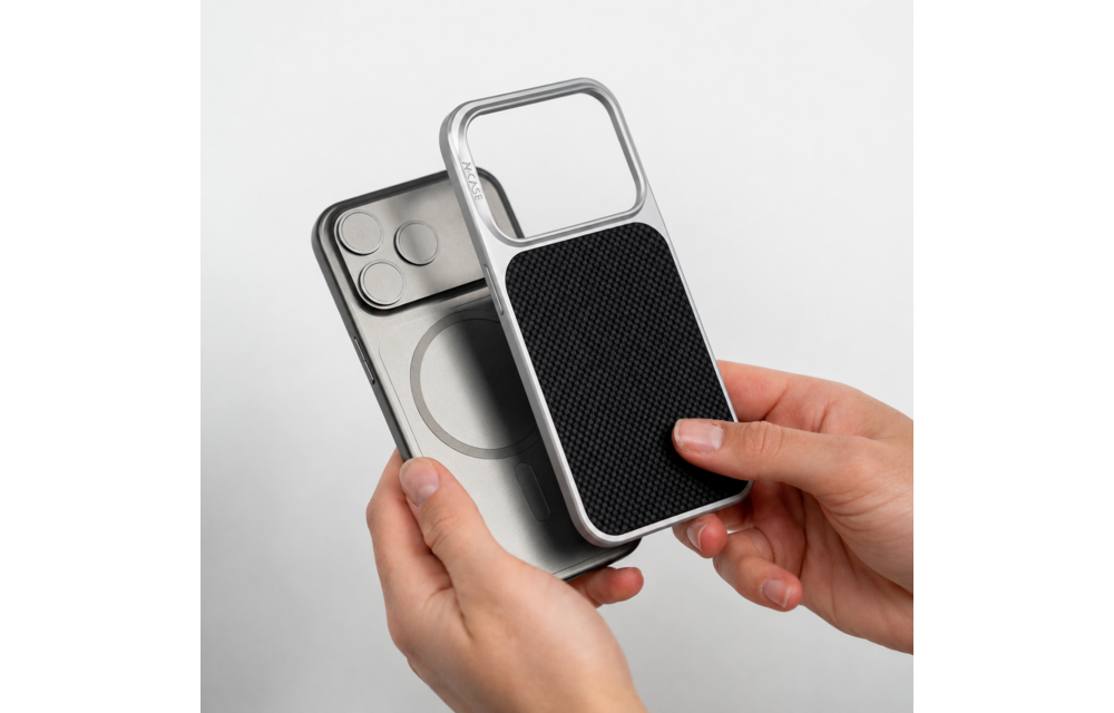 A-CASE Desen Armid Fiber MagSafe Shield Case for iPhone 17 Pro - Black/Silver