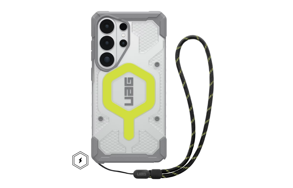 UAG Pathfinder MagSafe Case + Wrist Tether Lanyard for Samsung Galaxy S26 Ultra - Active Neon Black Lanyard