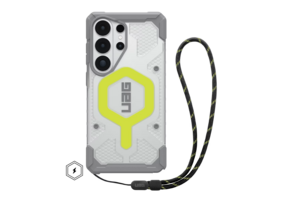 UAG Pathfinder MagSafe Case + Wrist Tether Lanyard for Samsung Galaxy S26 Ultra - Active Neon Black Lanyard