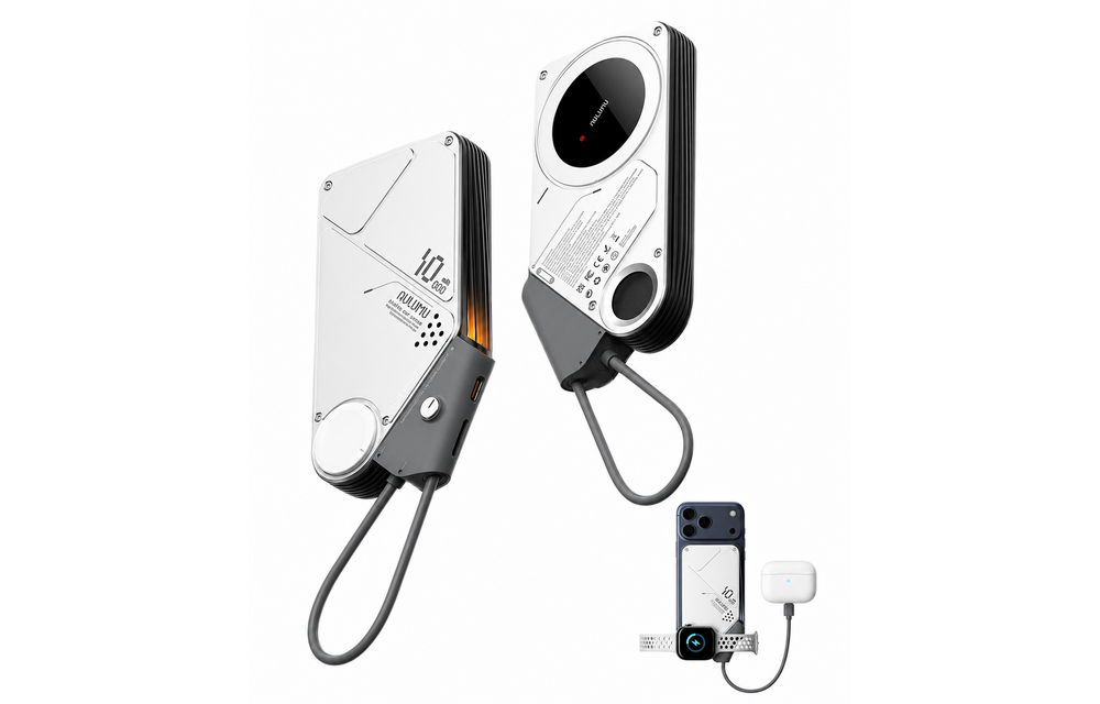 AULUMU M10 Multi-Charging Dual-Mag Power Bank for Apple Watch and Phone 10000mAh - Silver
