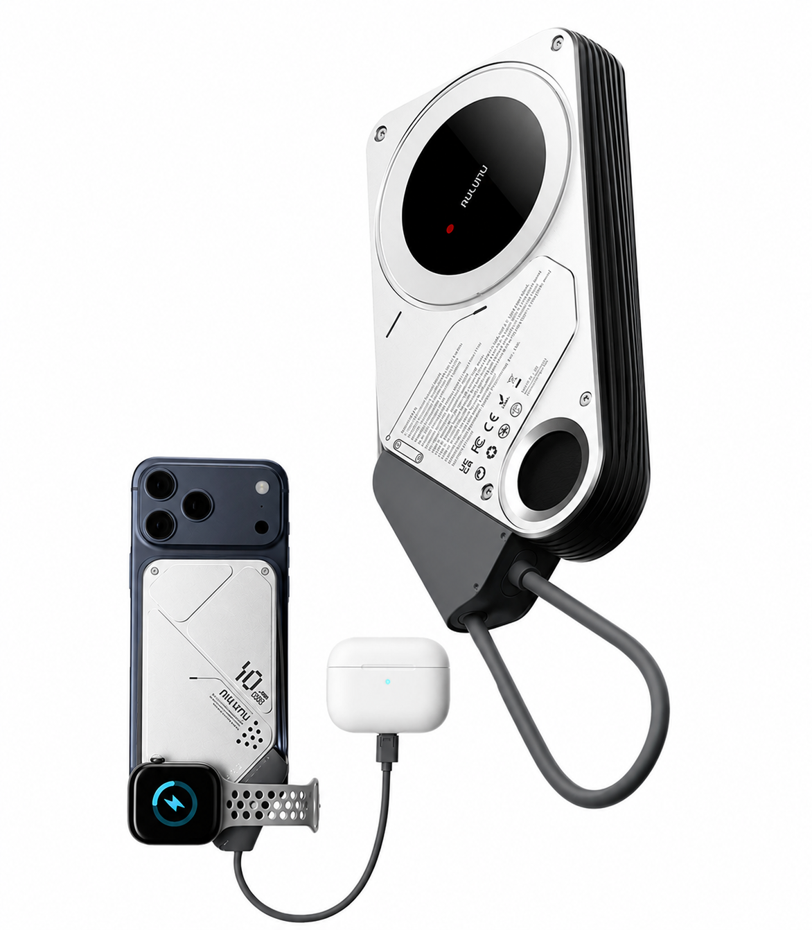 AULUMU M10  Multi-Charging Dual-Mag Power Bank for Apple Watch and Phone 10000mAh  - Silver