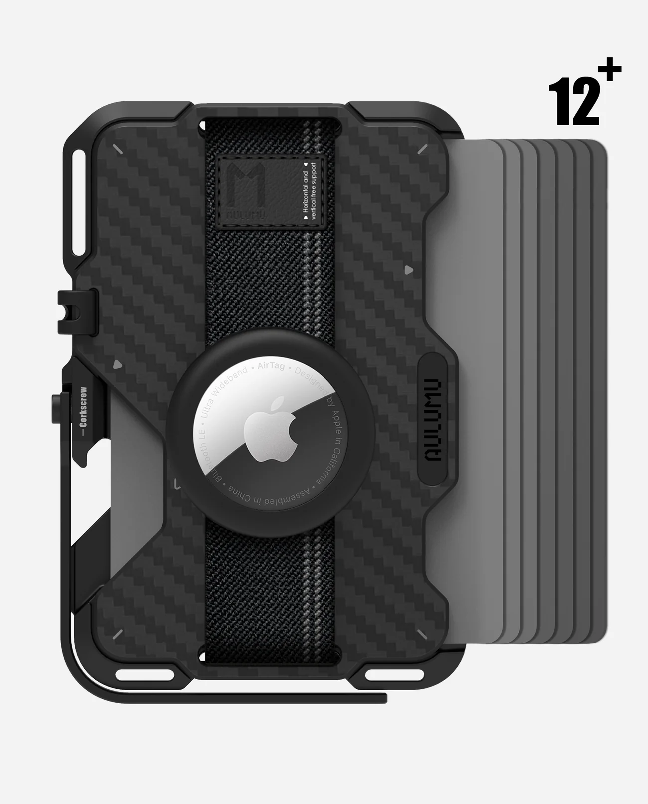 AULUMU G03 Multi-Tool MagSafe Metal Wallet Stand Magnetic Cover - Carbon Fiber