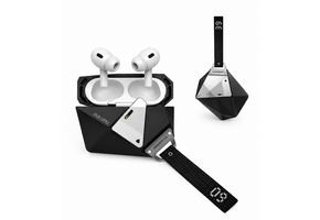 AULUMU A39 Geometric Case for AirPods Pro 3 | Lock & Lanyard - Black