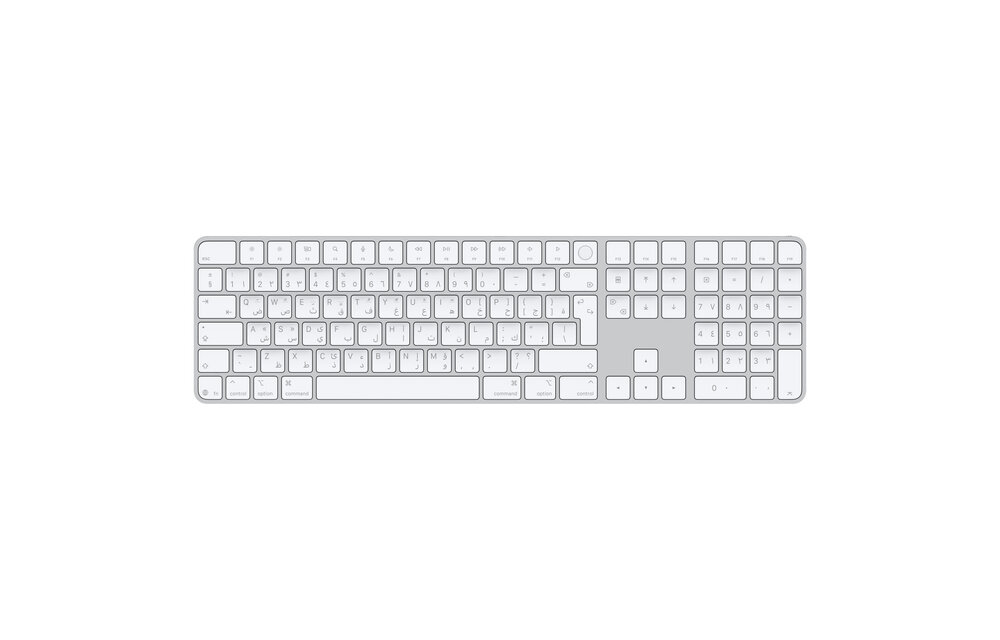 Apple Magic Keyboard with Touch ID and Numeric Keypad for Mac models with Apple silicon USB‑C  Arabic/English - White Keys
