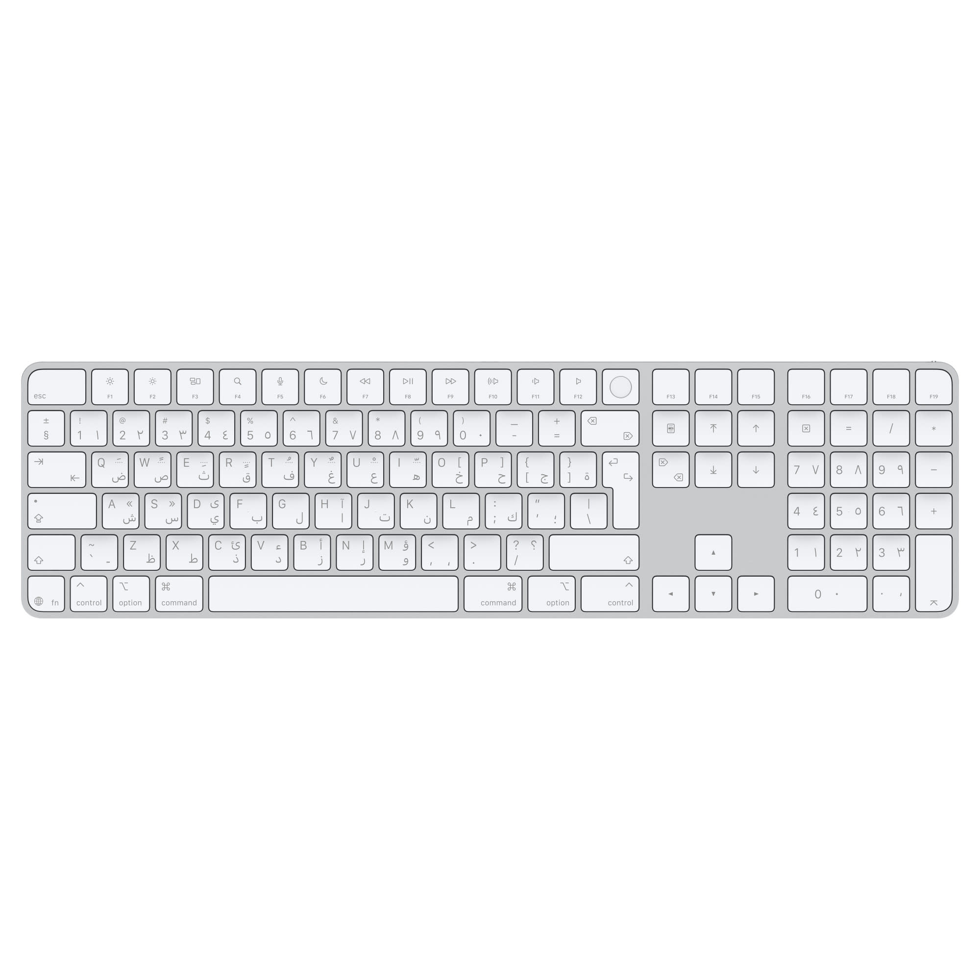 Apple Magic Keyboard with Touch ID and Numeric Keypad for Mac models with Apple silicon USB‑C  Arabic/English - White Keys