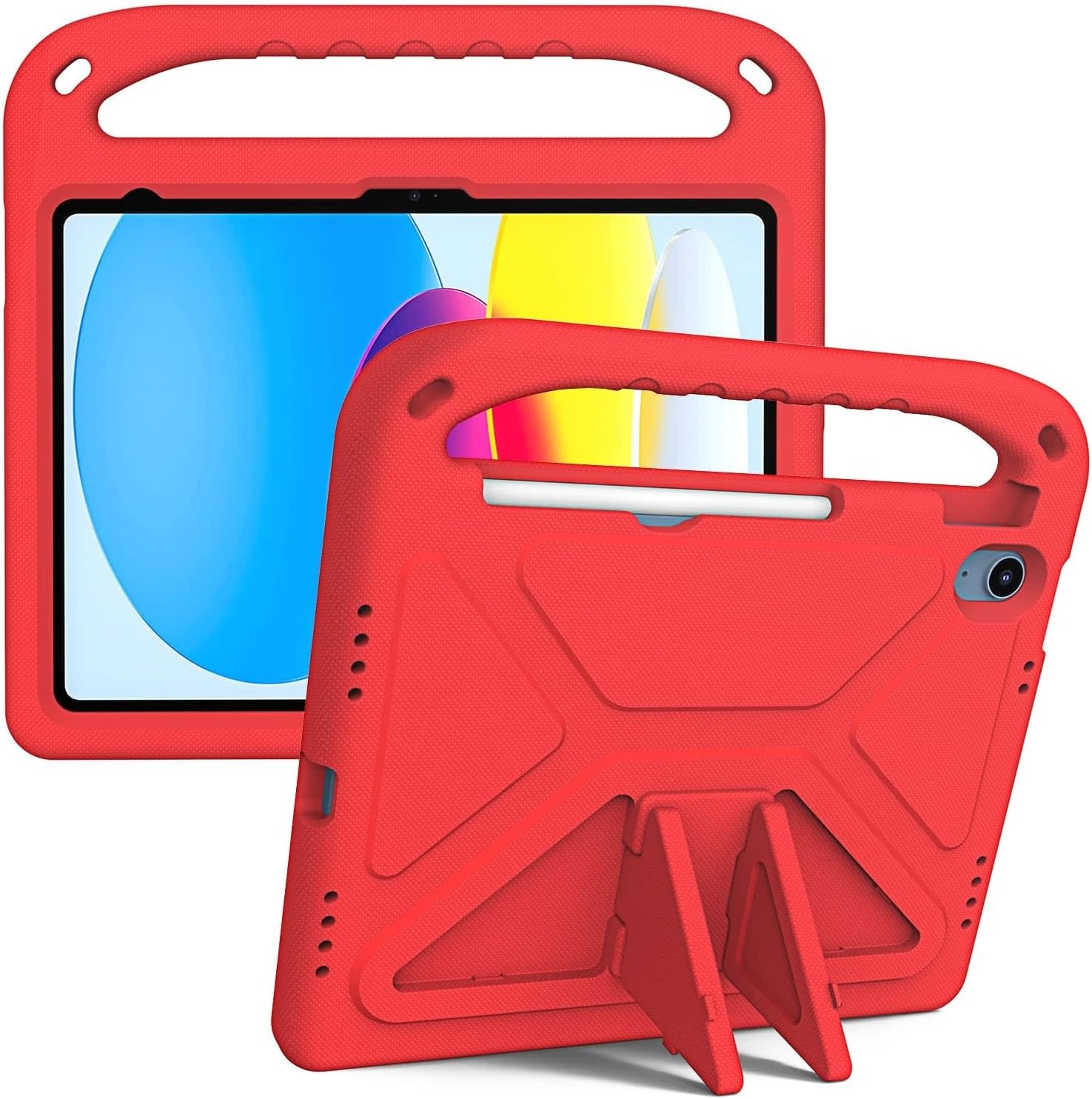 EVA Kids Safe Handle Stand Shockproof with Pencil Holder Case For Apple iPad 10th/11th Gen - Red