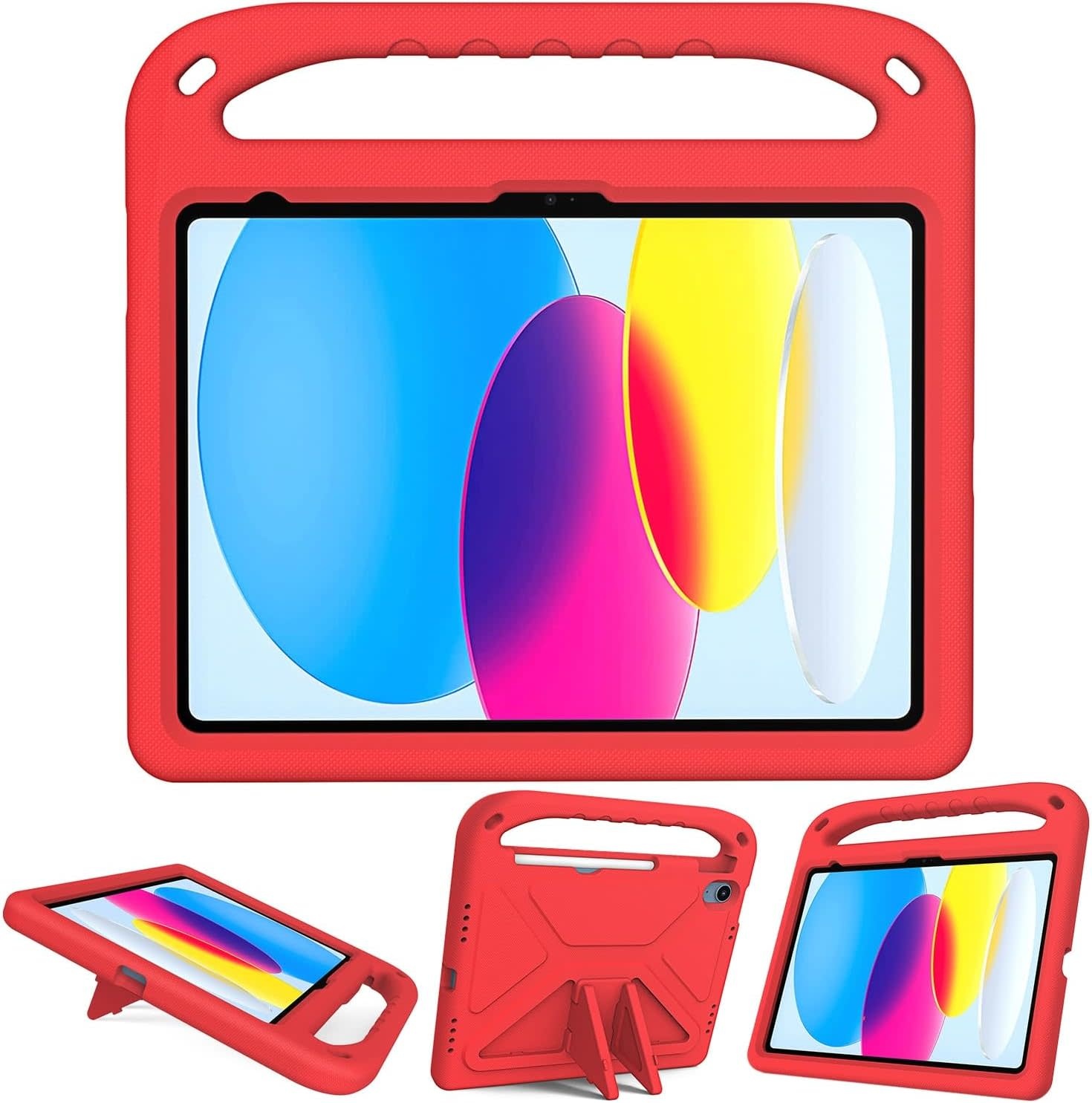 EVA Kids Safe Handle Stand Shockproof with Pencil Holder Case For Apple iPad 10th/11th Gen - Red