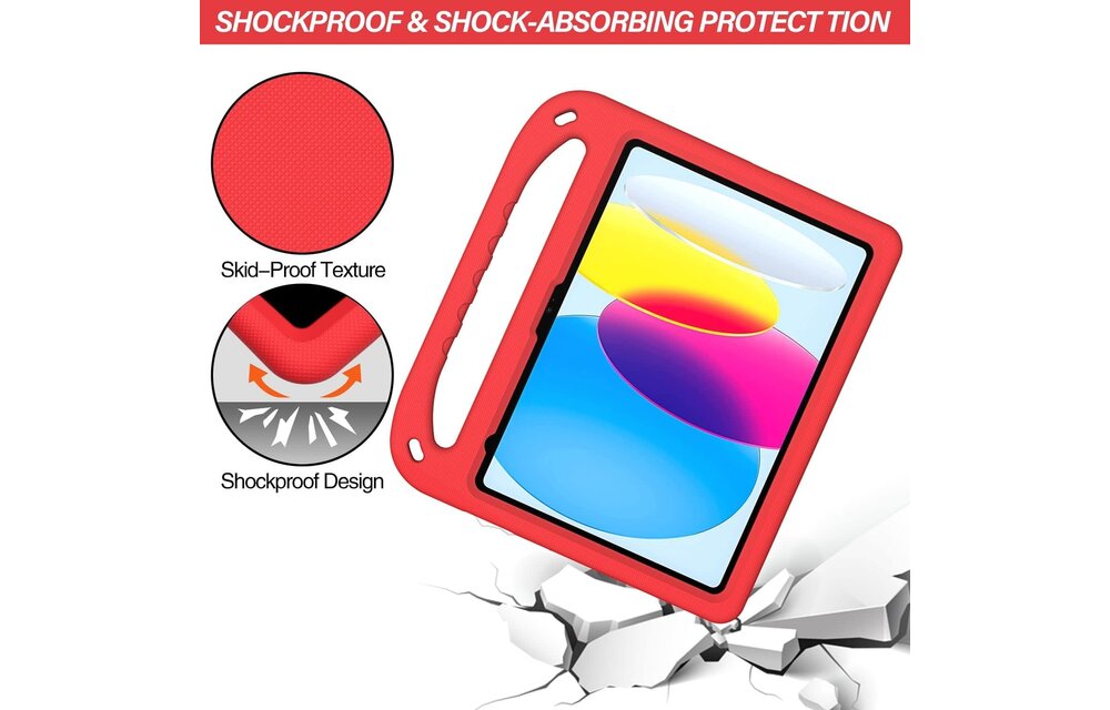 EVA Kids Safe Handle Stand Shockproof with Pencil Holder Case For Apple iPad 10th/11th Gen - Red