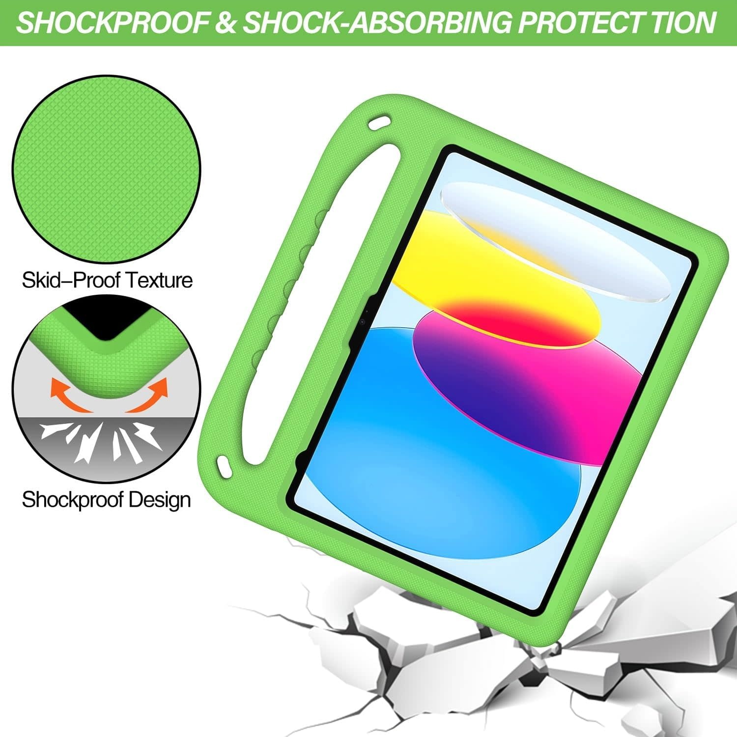 EVA Kids Safe Handle Stand Shockproof with Pencil Holder Case For Apple iPad 10th/11th Gen - Green
