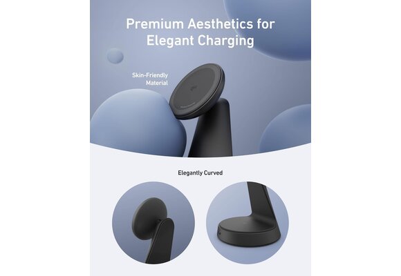 Anker MagSafe 2-in-1 Charging Stand Wireless Charger Qi2 Certified 15W Ultra-Fast - Black