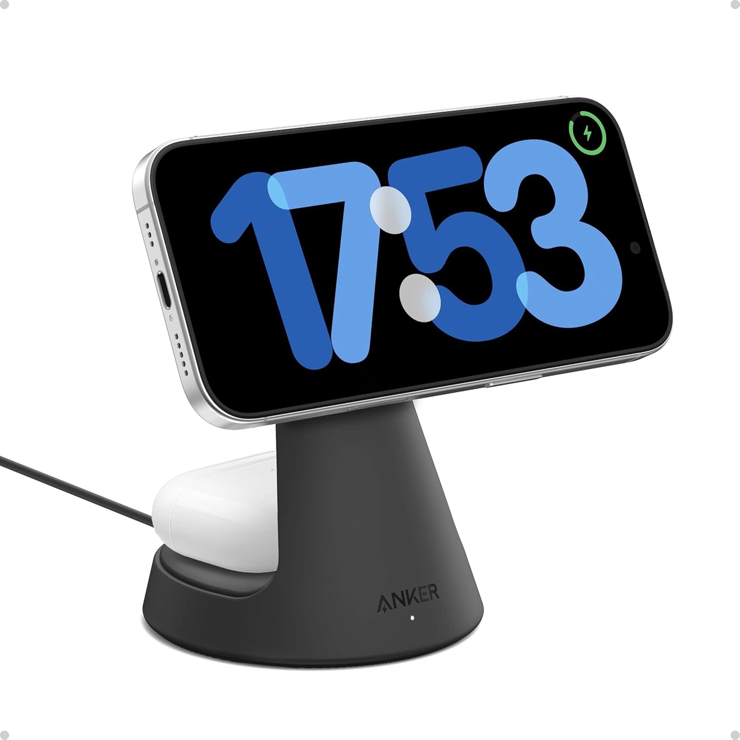 Anker MagGo MagSafe 2-in-1 Ultra-Fast Wireless Charging Stand - Black