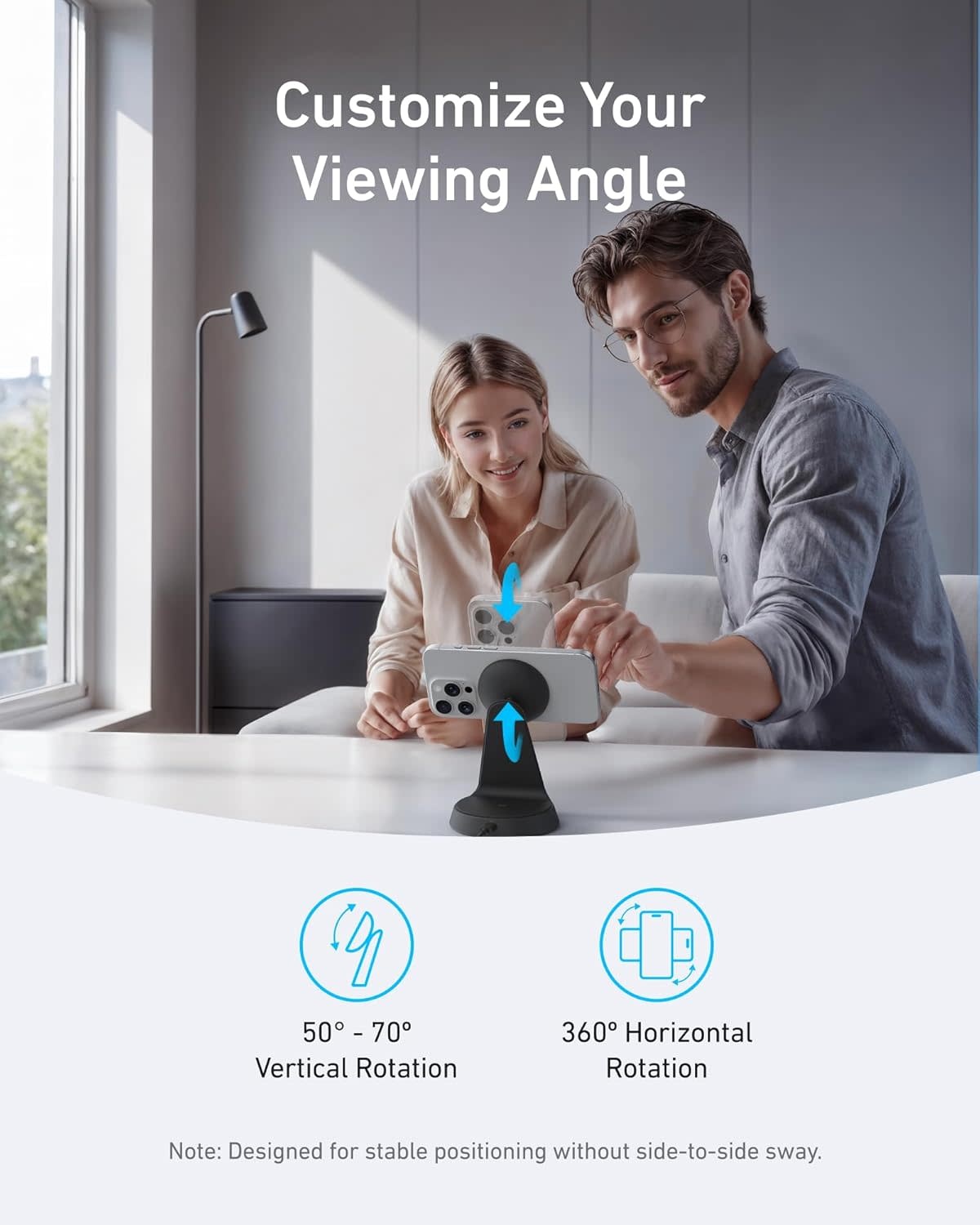 Anker MagGo MagSafe 2-in-1 Ultra-Fast Wireless Charging Stand - Black