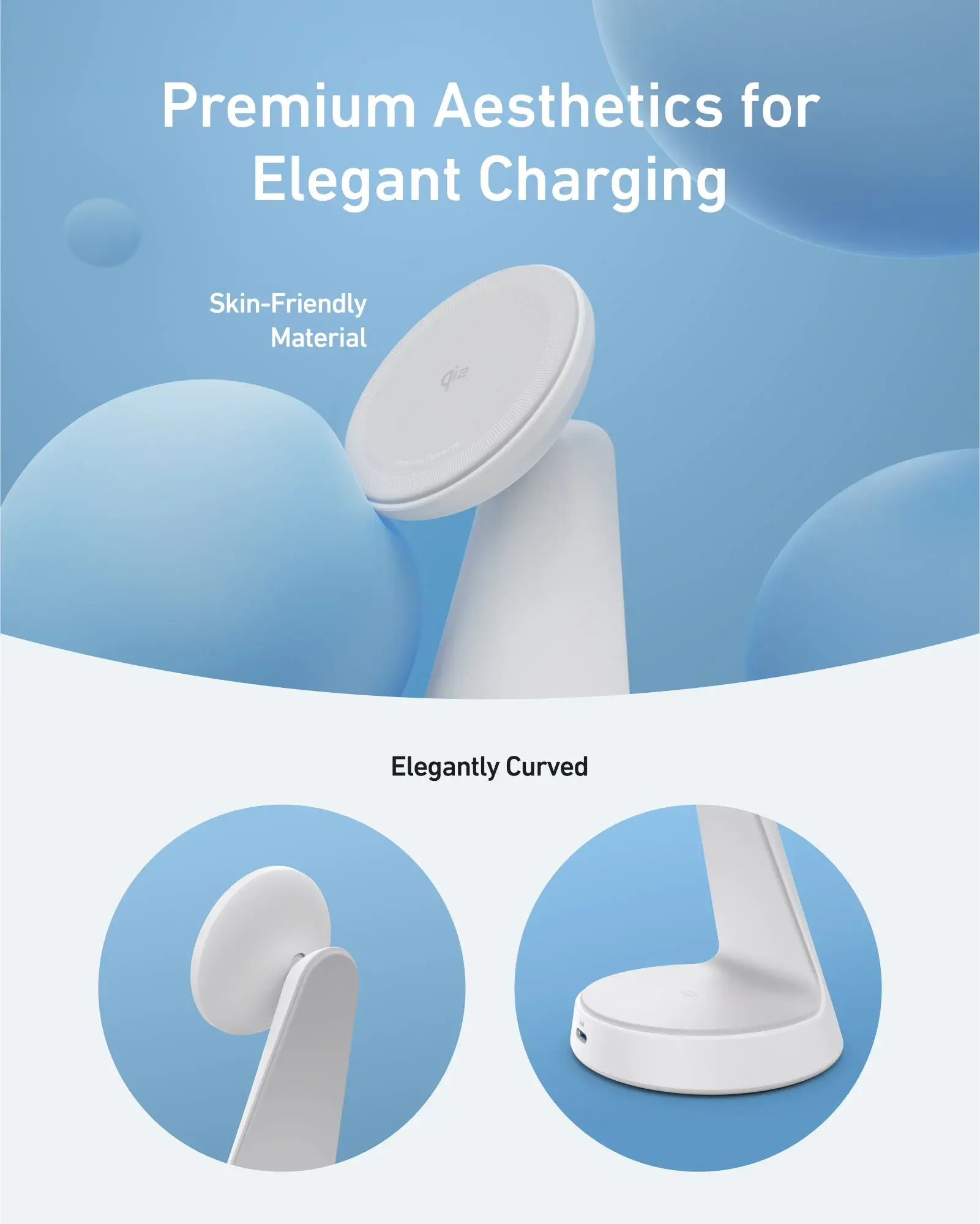 Anker MagGo MagSafe 2-in-1 Ultra-Fast Wireless Charging Stand - White