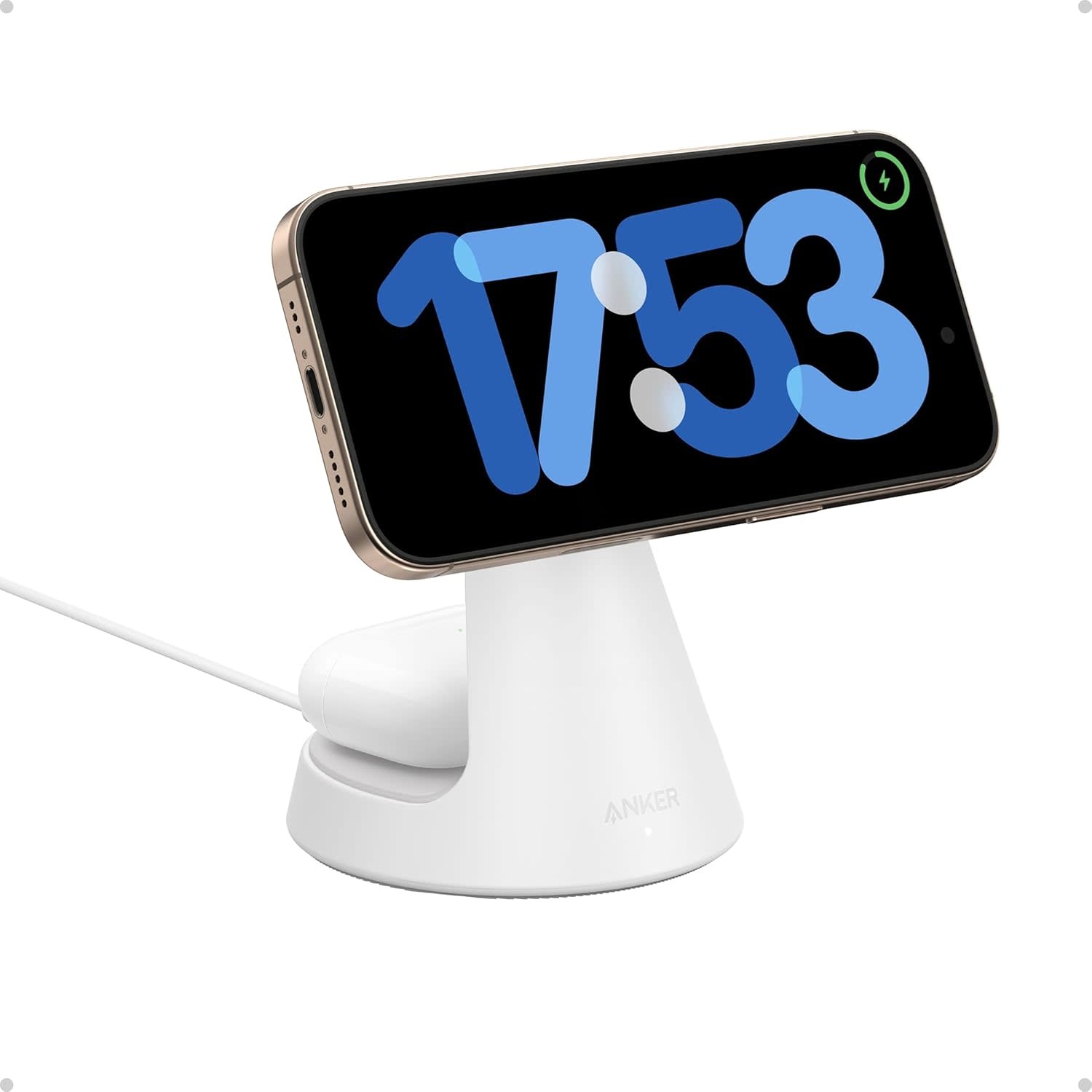 Anker MagGo MagSafe 2-in-1 Ultra-Fast Wireless Charging Stand - White