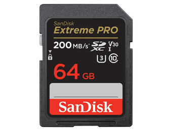 SanDisk Extreme PRO SDHC SDXC UHS-I Card 200MB/s 4K - 64GB