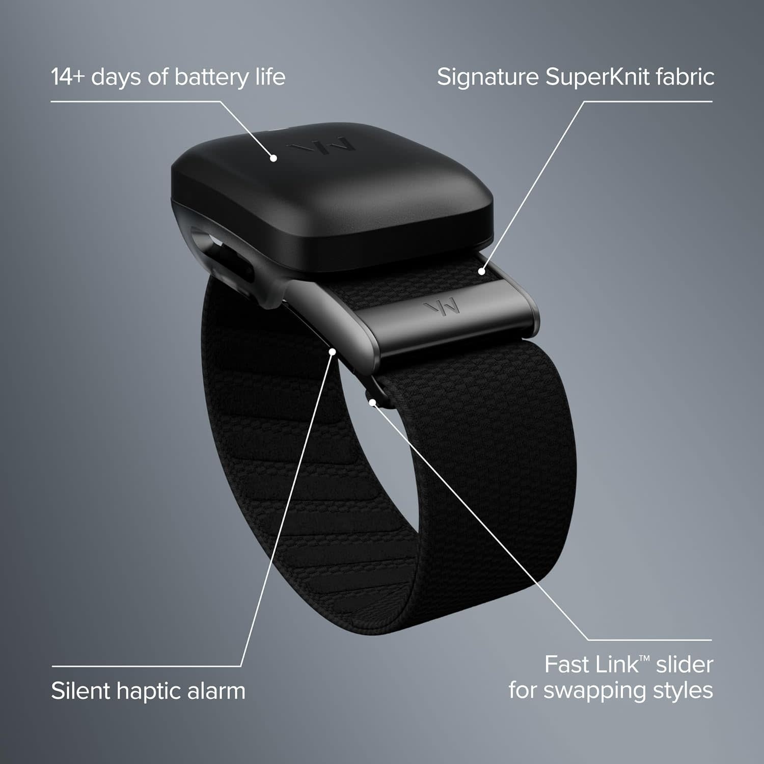 WHOOP 5.0 Peak with 12-Month Membership - 24/7 Activity Tracker SuperKnit Band - Onyx / Black