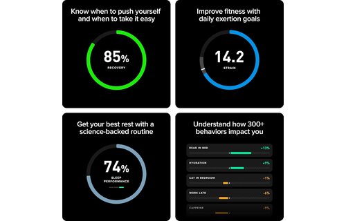 WHOOP 5.0 Peak with 12-Month Membership - 24/7 Activity Tracker SuperKnit Band - Onyx / Black