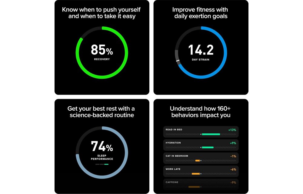 WHOOP 5.0 ONE with 12-Month Membership - 24/7 Activity Tracker CoreKnit Band - Onyx / Black