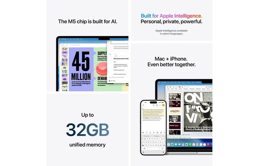 Apple MacBook Air 15-inch M5 chip with 10-core CPU and 10-core GPU - 16GB/512GB SSD En/Ar Keyboard - Silver