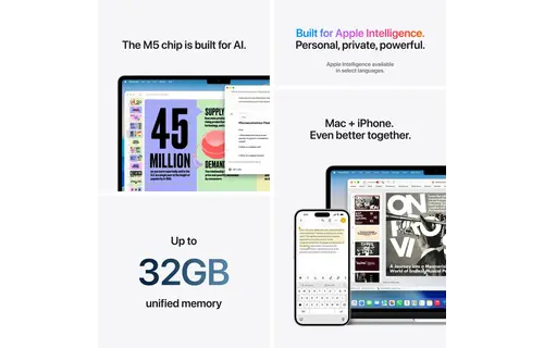 Apple MacBook Air 15-inch M5 chip with 10-core CPU and 10-core GPU - 16GB/512GB SSD En/Ar Keyboard - Silver
