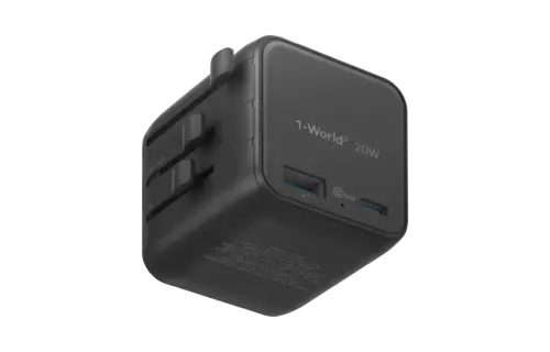 Momax 1-World 20w Universal 2-Port USB Travel Adapter - Black
