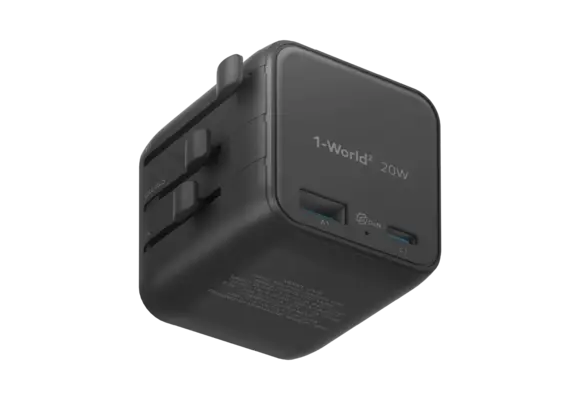 Momax 1-World 20w Universal 2-Port USB Travel Adapter - Black