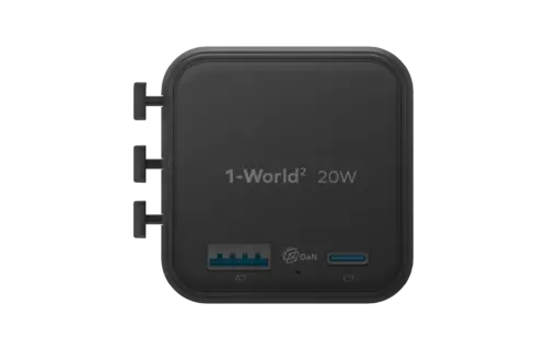 Momax 1-World 20w Universal 2-Port USB Travel Adapter - Black