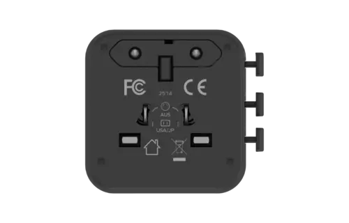 Momax 1-World 20w Universal 2-Port USB Travel Adapter - Black