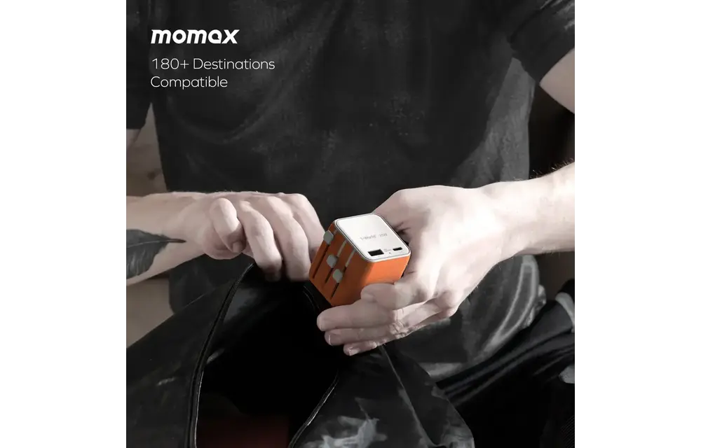 Momax 1-World 20w Universal 2-Port USB Travel Adapter - Black