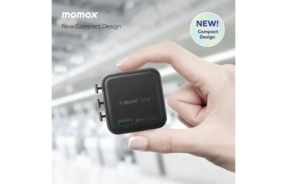 Momax 1-World 20w Universal 2-Port USB Travel Adapter - Black