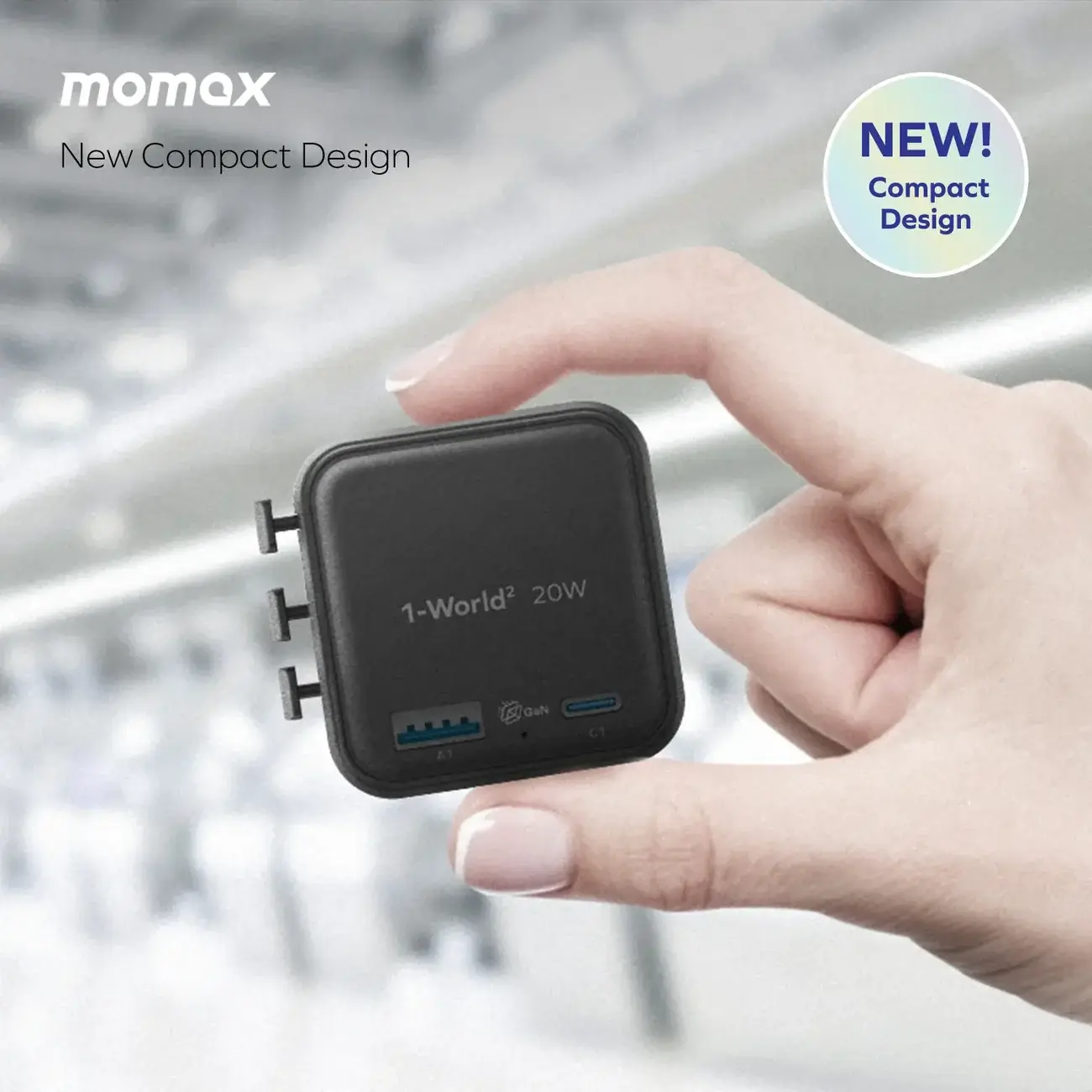 Momax 1-World 20w Universal 2-Port USB Travel Adapter - Black
