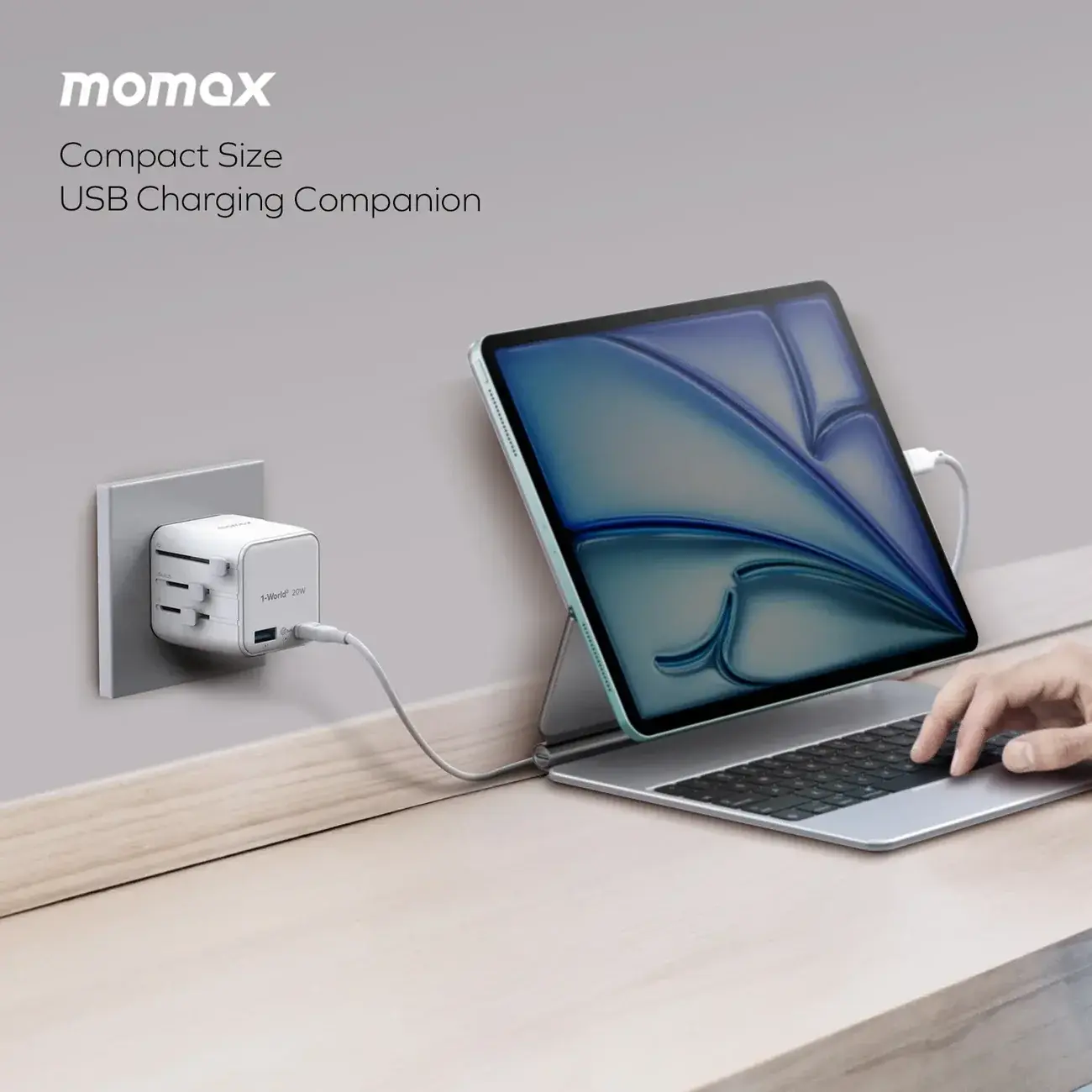 Momax 1-World 20w Universal 2-Port USB Travel Adapter - Black