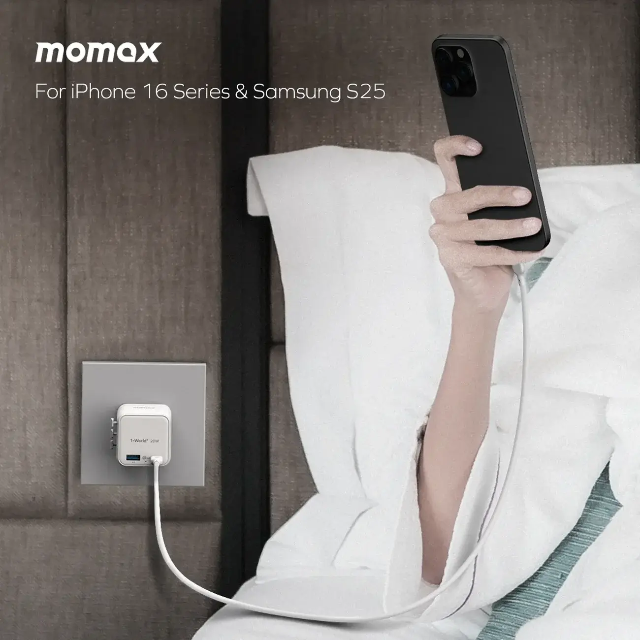 Momax 1-World 20w Universal 2-Port USB Travel Adapter - Black