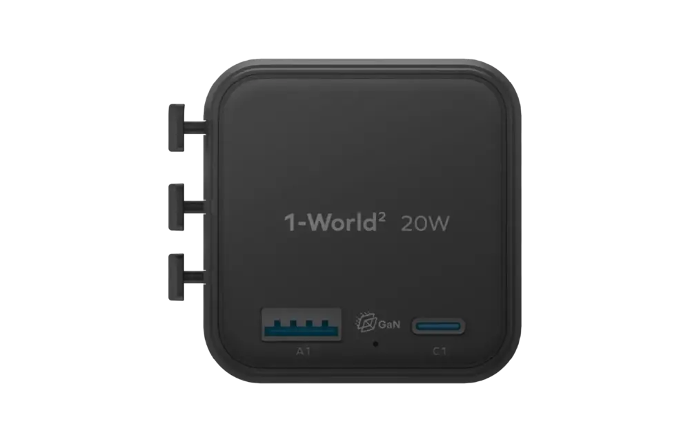 Momax 1-World 20w Universal 2-Port USB Travel Adapter - Black