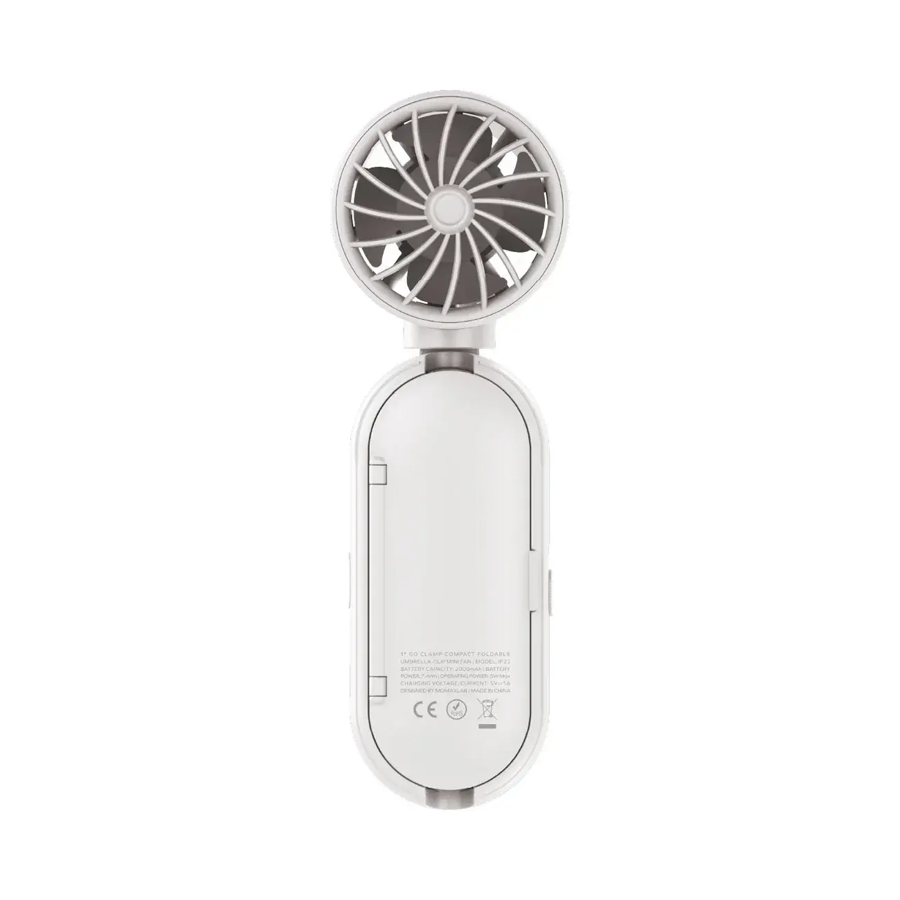 Momax Go Clamp Compact Foldable Umbrella-clip Mini Fan - White