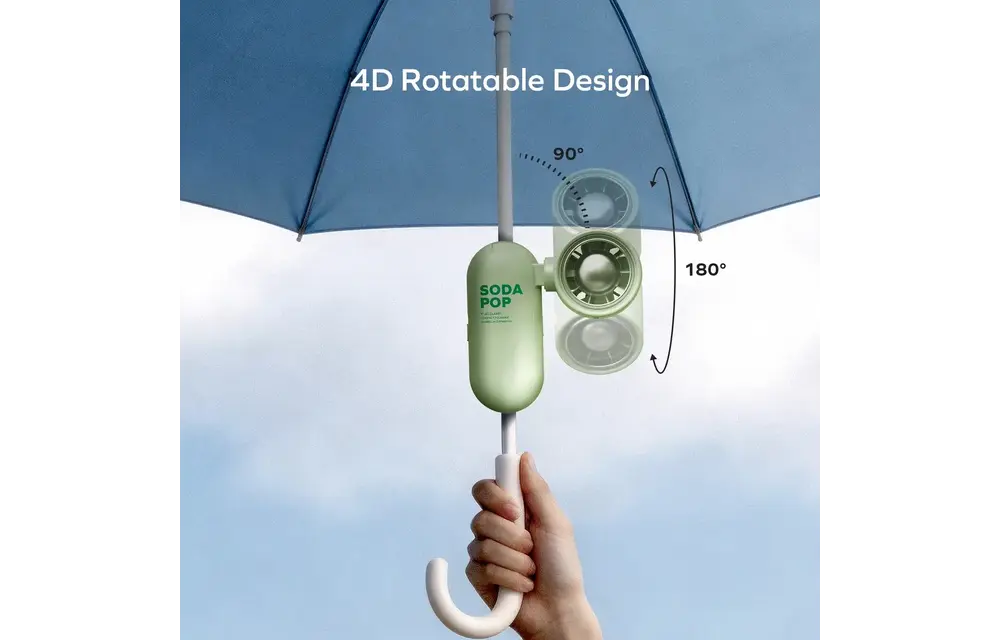 Momax Go Clamp Compact Foldable Umbrella-clip Mini Fan - White