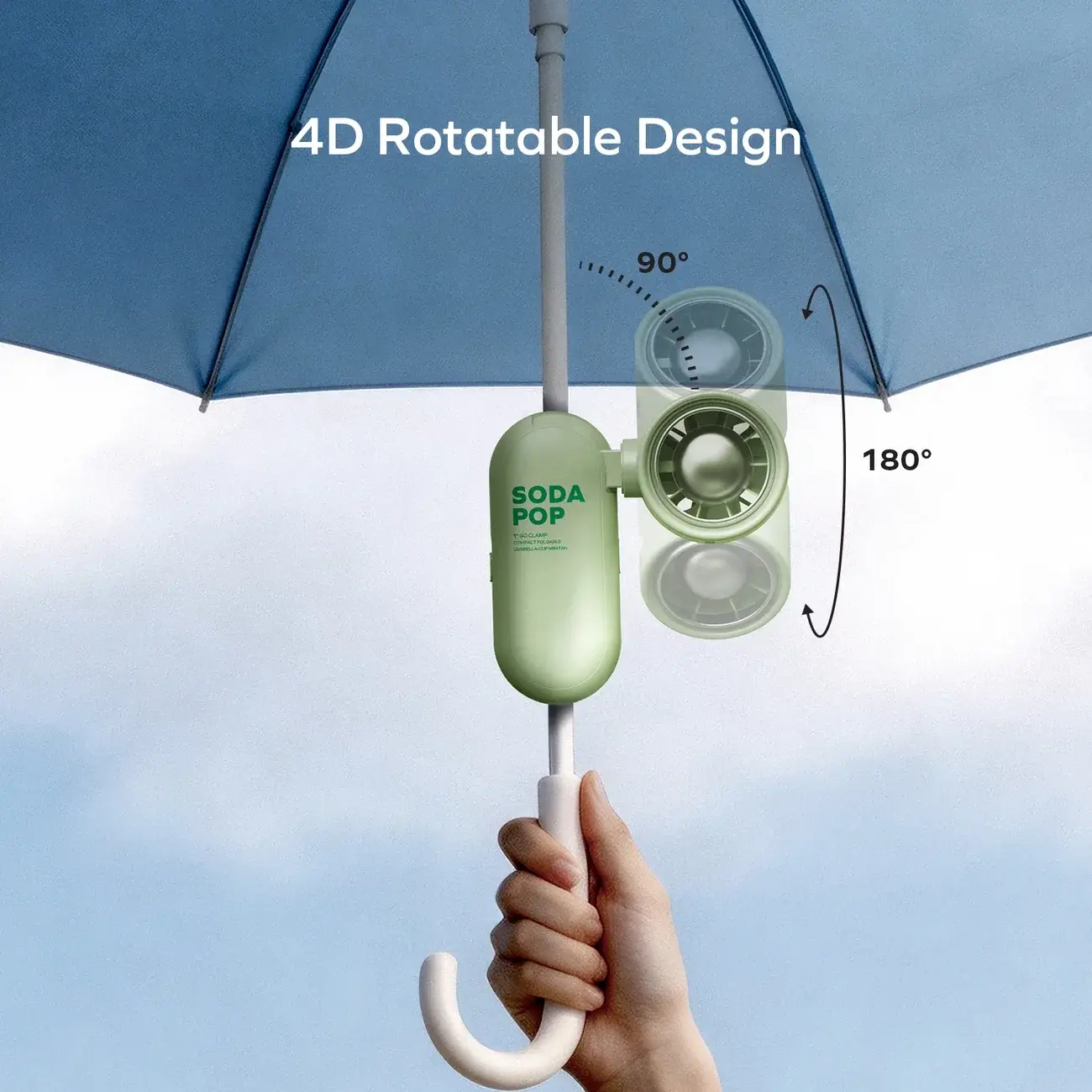 Momax Go Clamp Compact Foldable Umbrella-clip Mini Fan - White